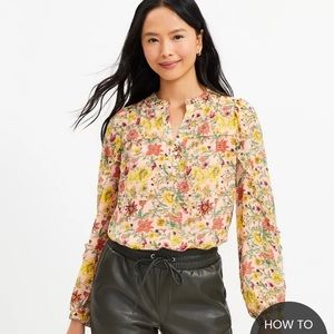 Loft NWT Petite Garden Ruffle Sleeve Blouse